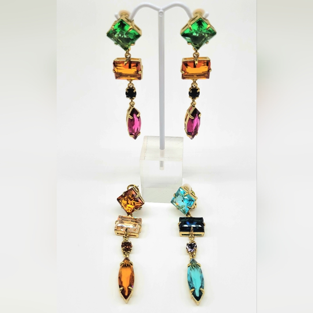 Heidi Daus Choice of Multicolor Swarovski Crystal Long Dangle Earrings